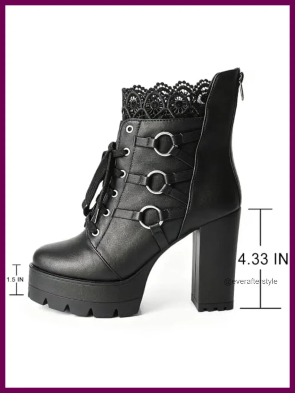 Goth Platform High Heel Lace Up Combat Ankle Booties for Women